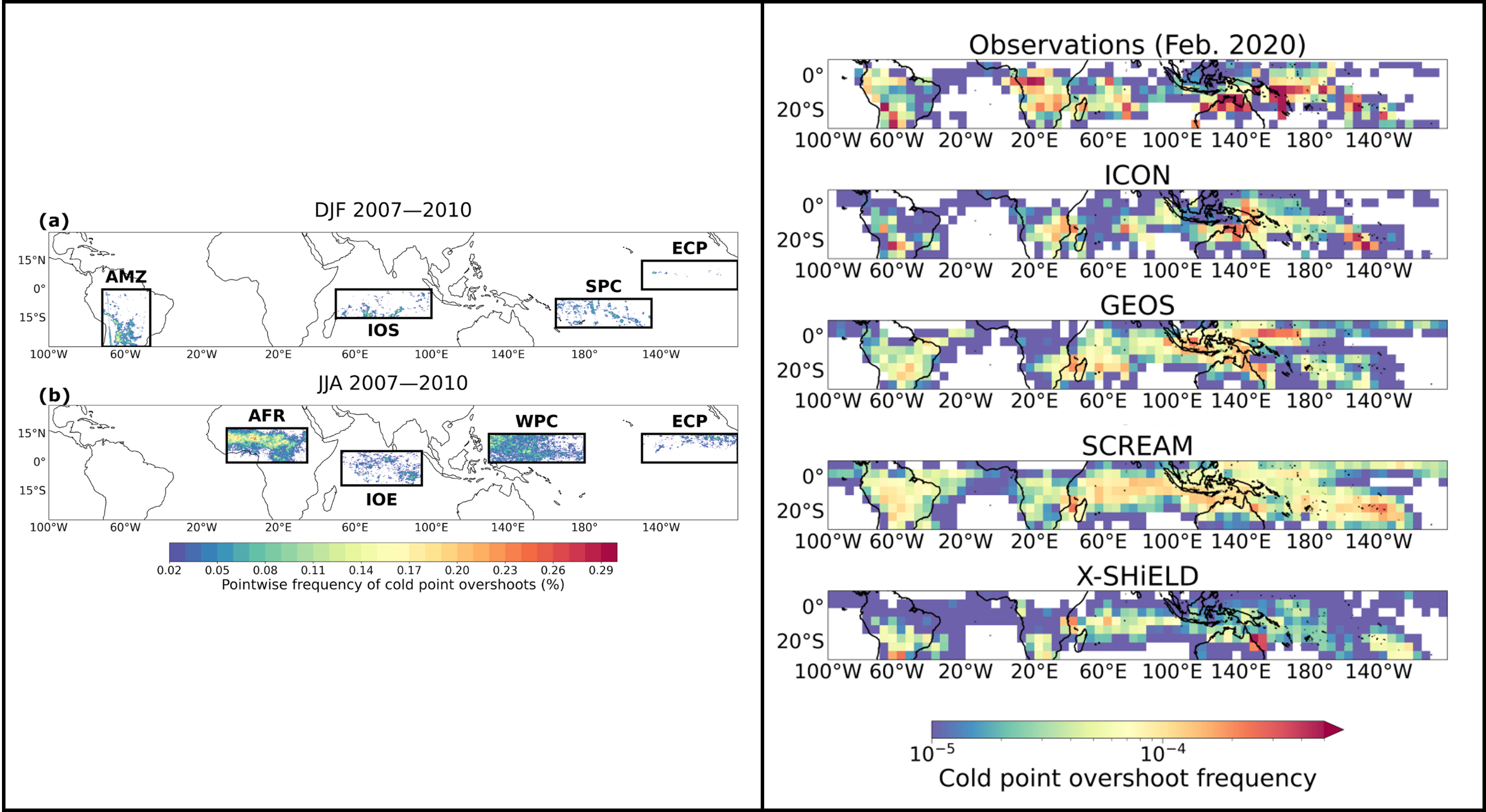 Maps of frequencies of overshooting convection